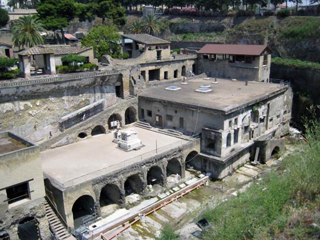Suburban Baths, boatsheds and beachfront drainage and excavations, Herculaneum, July 2009. Photo courtesy of Sera Baker.